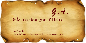 Günszberger Albin névjegykártya